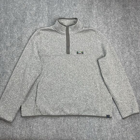LL Bean Sweatshirt Mens XL Slightly Fitted 1/4 Snap Fleece Pullover Gray Heather - Picture 1 of 11